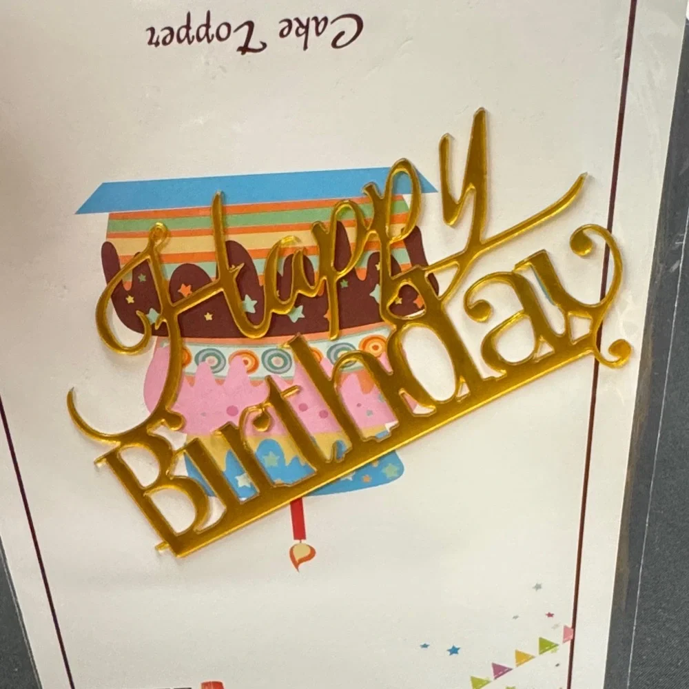 Elegant Gold 'Happy Birthday' Cake Topper
